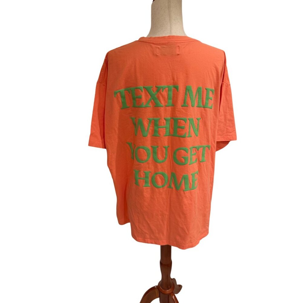 Lonely Ghost Text Me When You Get Home Orange Puff Print Graphic T-Shirt 3X‎